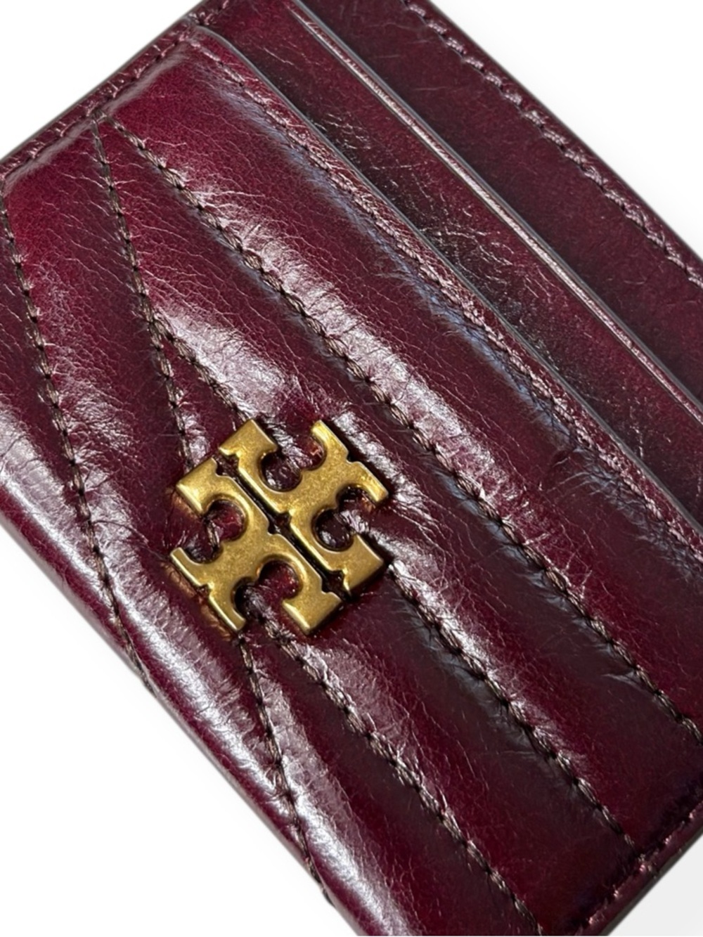 TOR BURCH Kira Chevron Glazed Leather Card Case - Fig - Picture 4 of 4